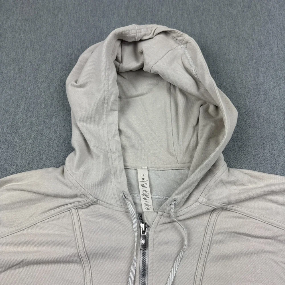 Lululemon Next Move Jacket‎ Hoodie Womens 12 Beige Full Zip Sweatshirt W4APOS